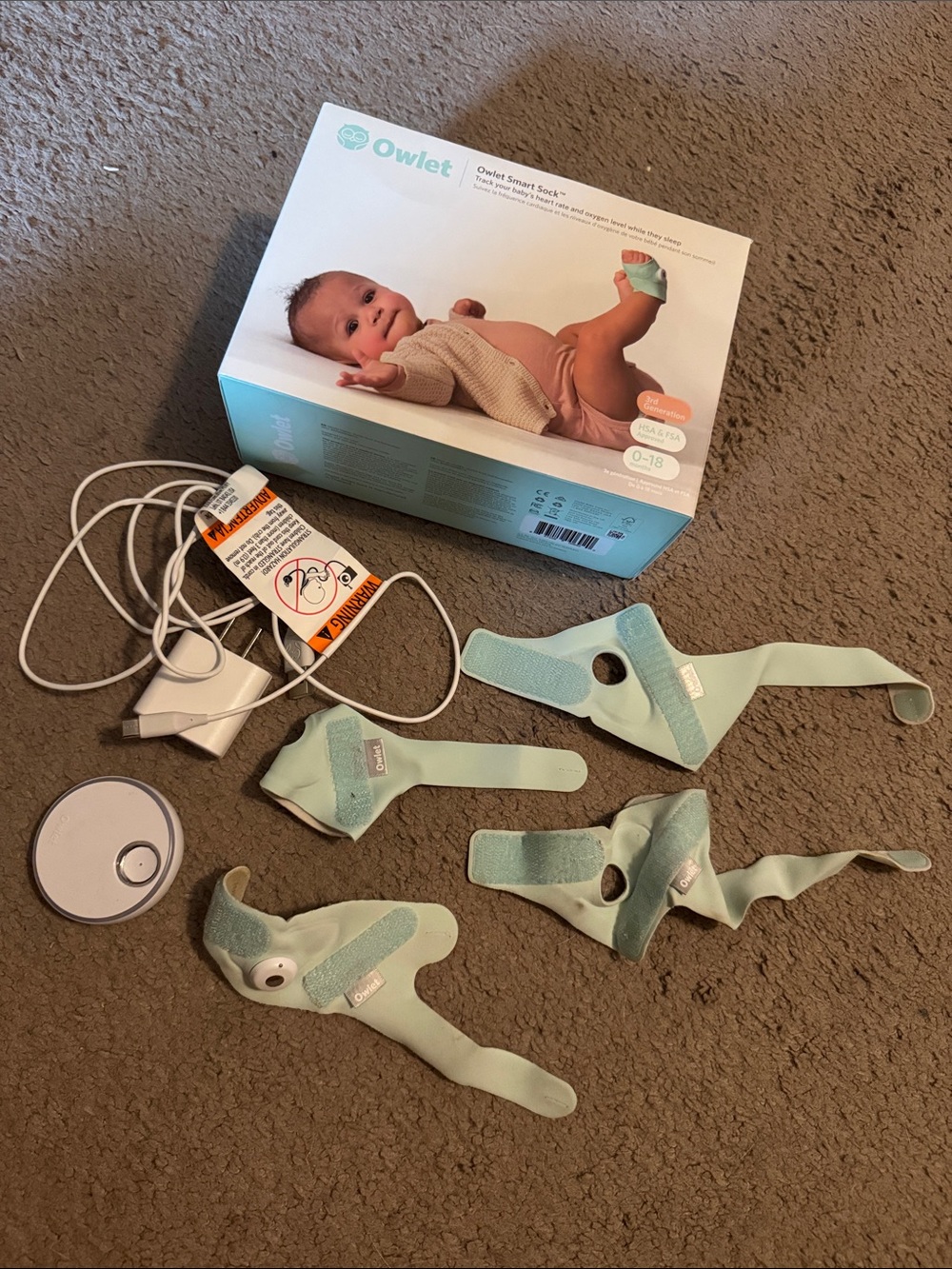 Owlet 3rd generation Smart Sock Baby Monitor Bands in Mint Green